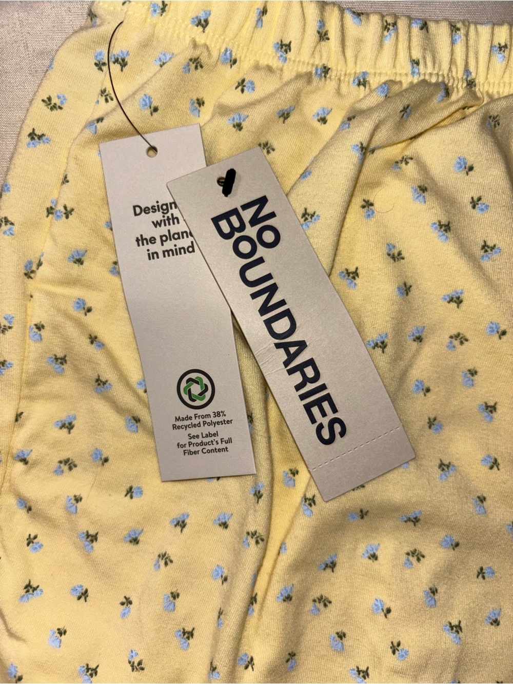No Boundaries Yellow Floral Button-Front Sleep Shorts - Picture 3 of 7